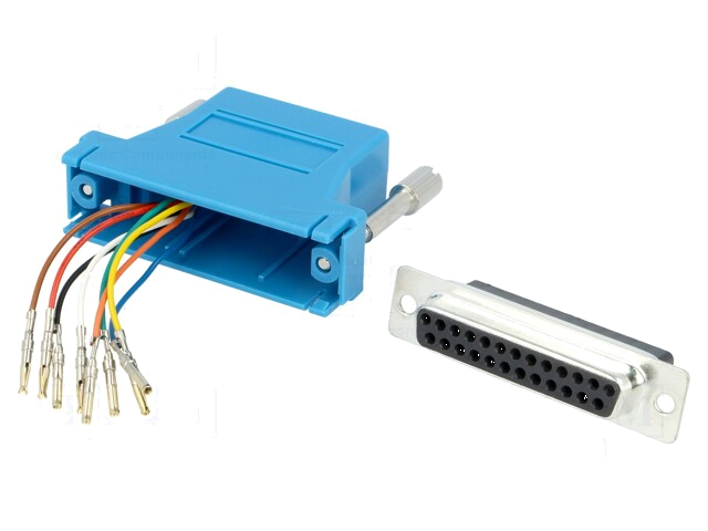 Verloopstuk: adapter; D-Sub 25pin vrouwelijk,RJ45-aansluiting Verloopstuk: adapter; D-Sub 25pin vrouwelijk,RJ45-aansluiting